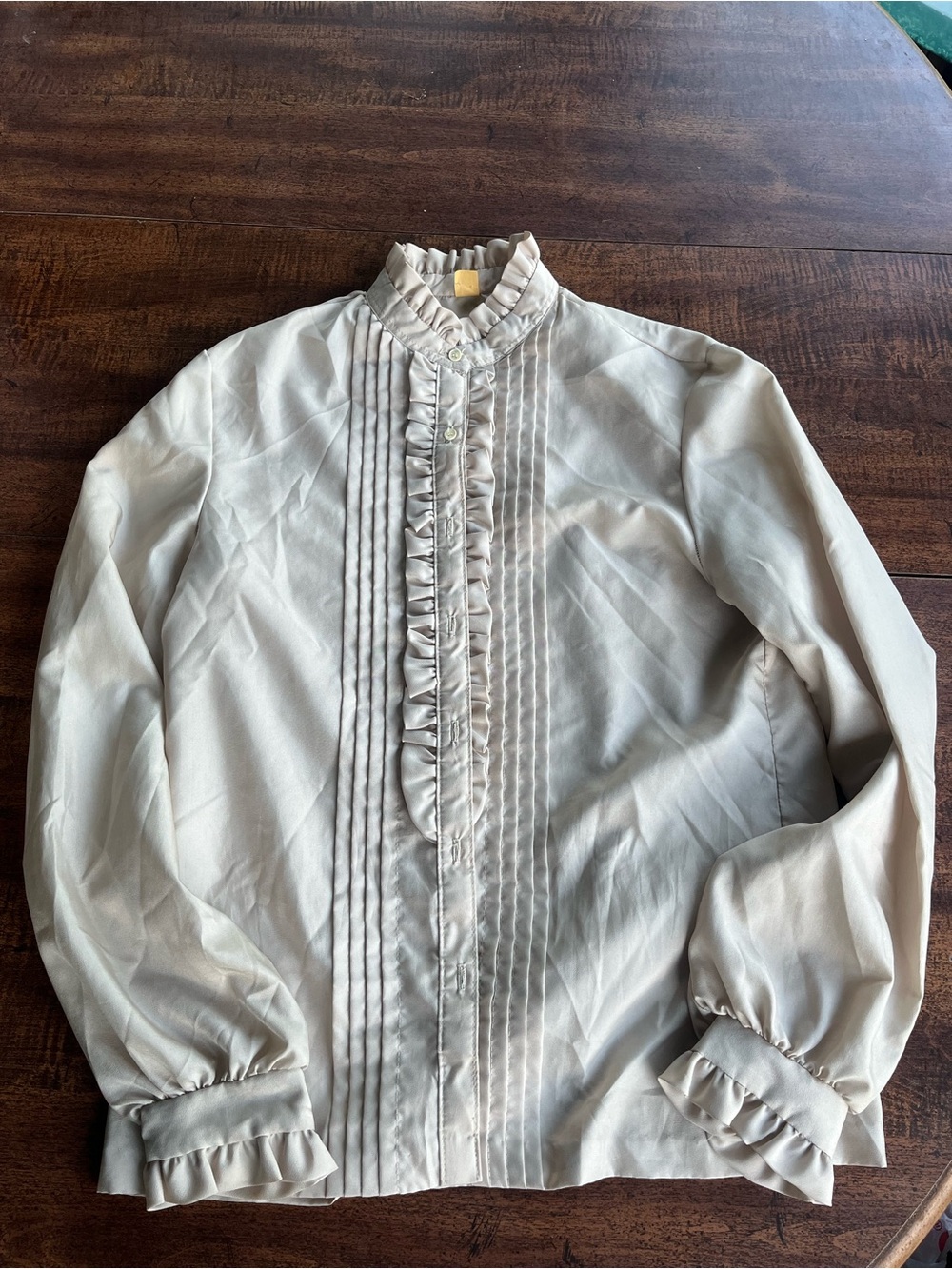 Vintage ILGWU Union Made Ruffle Pintuck Romantic Victorian Blouse Fit Like Small